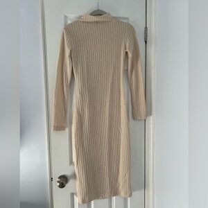 Steve Madden Cream Long Sleeve Ribbed Dress